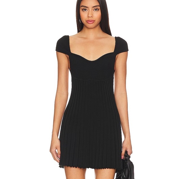 🌻NEW w.tags FREE PEOPLE Black Cherie Mini Dress Size Medium - Picture 2 of 13